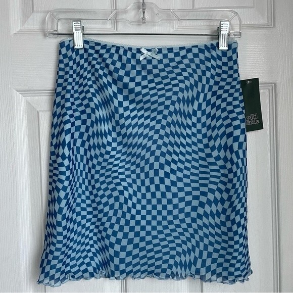 NWT Wild Fable Y2K 90s blue mini skirt elastic waist size S - Picture 1 of 6